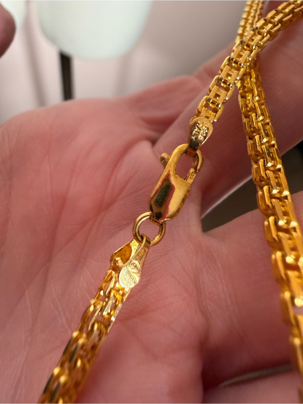 Gold sterling silver designer runway square link heavy chain necklace 18” Italy - Picture 8 of 17